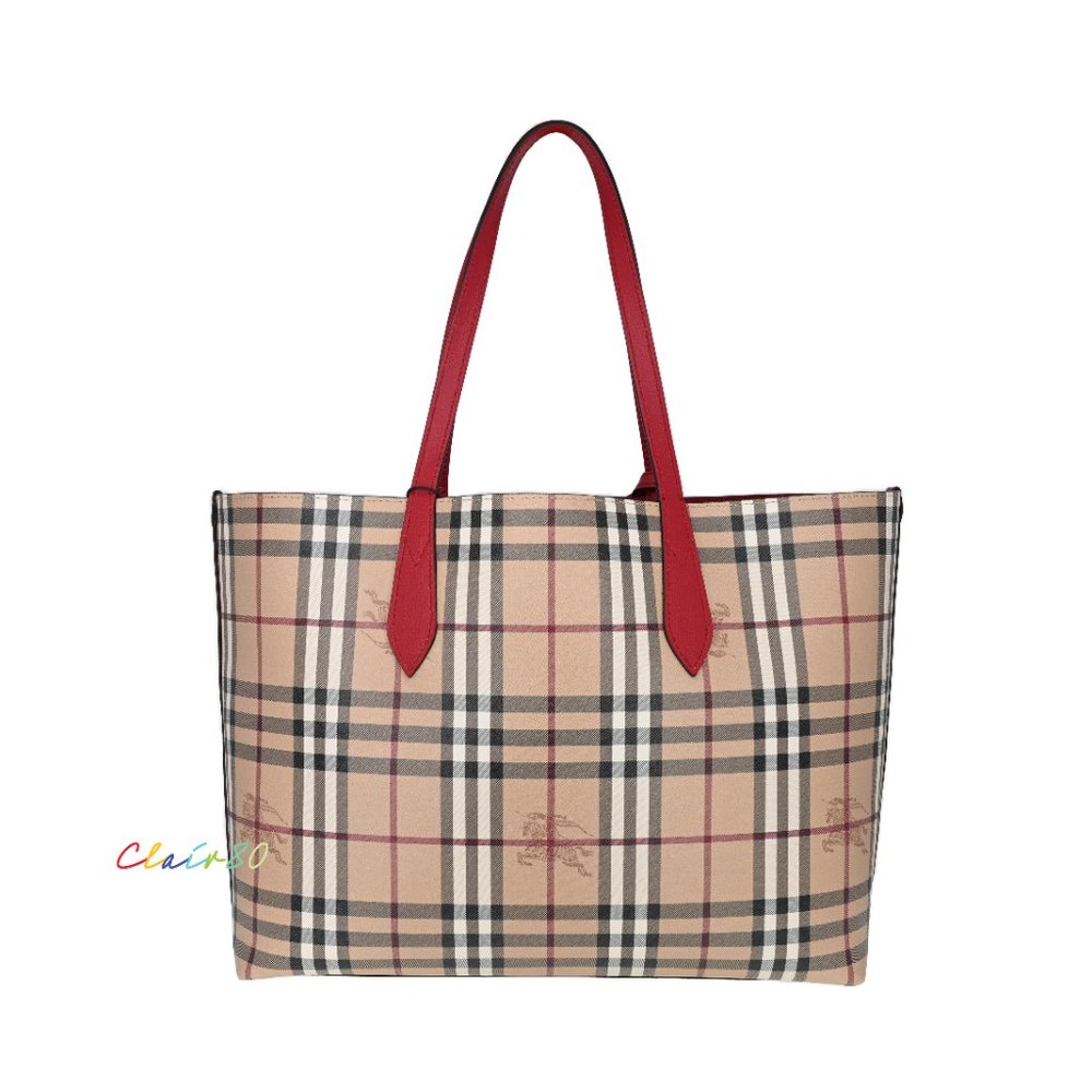 Burberry Medium Haymarket Colours Check Leather Reversible Tote - Picture 4 of 9
